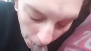 White girl sucks and swallows bbc