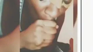 Masked Ebony beauty Givin Sloppy Head and Swalloeing