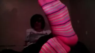 Goth Pink Socks and Bare Feet