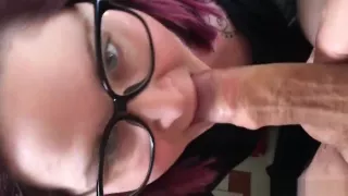 Cute Wife With Glasses Sucking In A POV Clip
