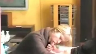 spying teacher Claudia sucking a cock