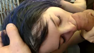 Slutty teen sucking big fat cock