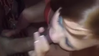 Slut of a wife sucking three black cocks!!!