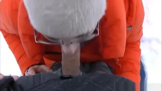 She is so hot that she makes his cock hard on a cold weather