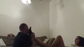 Slave worships mistress socks