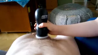 Tease with toy, footjob with cum and little torture in the end