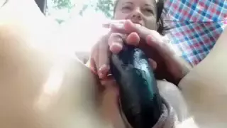 Lilah Ingenious Brunette Toying Outdoor Part 04