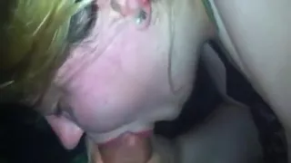 Fat Karolin sucks her pussy juice off my dick after sex