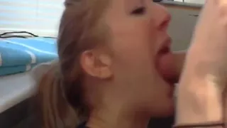 Pretty amateur girl waits patiently for a big sticky facial cumshot