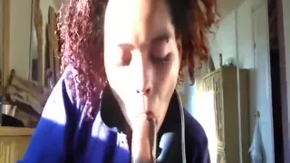 Ebony babe takes a huge messy facial after a fuck