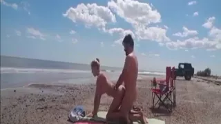 Incredibly sexy blonde nympho fucks total strangers at the beach