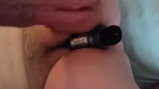 Rubbing my cock in fat rolls while playing with her pussy