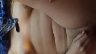 Shy babe's shaved cunt gets wet while being fucked hard