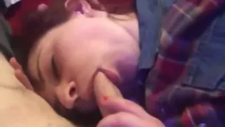 Beautiful girl takes her time sucking my fat cock dry