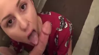 Wild girlfriend sucking dick and eating cum before going out