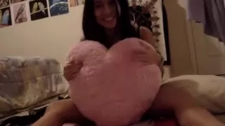 Asian slut takes everything off and fucks her tight pussy