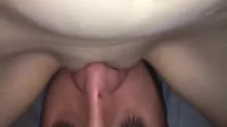 Having fun eating a really tight pink pussy at home