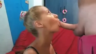 Hot blonde sex bomb playing with my big erected member