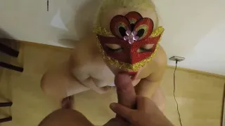 Blowjob with lots of spit and squirt all cum drink