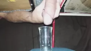 Milking A Weeks Worth Of Cum Into A Shotglass, Huge Load!