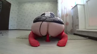 busty milf jumps on a dildo shakes a big butt, shakes a big tit