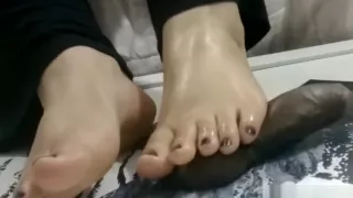 Sexy feet and cock trampling : CBT