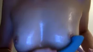 wet white tshirt nipple tease and oiling up my tits