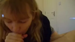 Girlfriend sucking my dick and getting a big cumshot