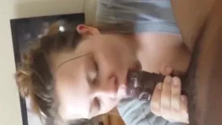 Cock hungry white girl sucking my fat cock like a pro