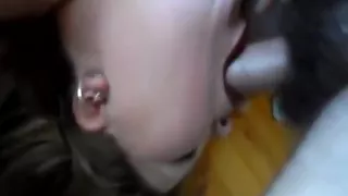 Horny mature babe masturbates while sucking a hard cock