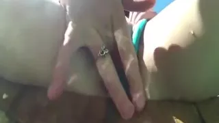 Horny couple having hardcore sex in a public pool