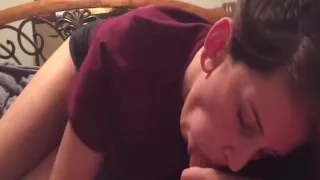 Amazing girl sucks on a big fat cock until it cums