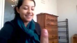 Teen babe with braces sucking a big fat cock hard