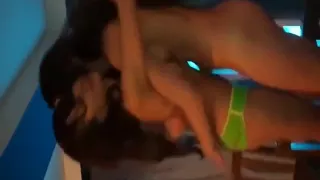 Lesbian teens stripping and kissing each other on a party