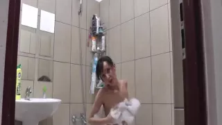 Ultra hot brunette enjoying a nice sexy shower alone