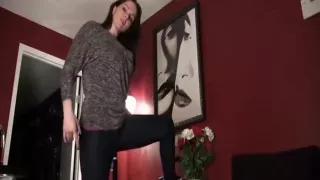 Sexy, pretty and horny brunette in tight jeans