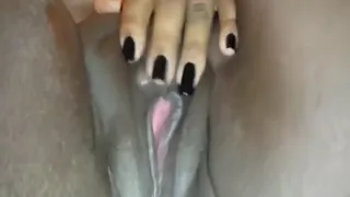 Recording my fat ebony wife rubbing her cunt