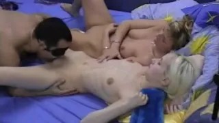 Amateur video of guy used as a sex toy of two girls