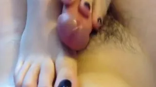 Eva rubs my cock with her feet till I cum