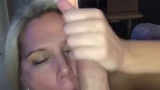 Amazing blonde MILF gives hot POV blowjob to this fat cock