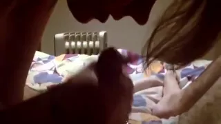 Horny redhead babe deepthroats my hard cock till cumshot