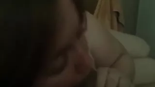 My chubby girlfriend won't stop sucking cock till cumshot