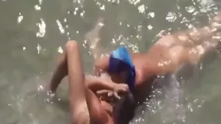 Kinky mom sucking hard dick at the beach under the sun