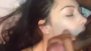 White girl gets a mouthful of black dick while fingering pussy