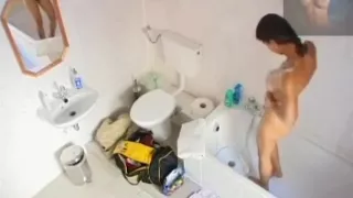 Spy cam set in the bathroom