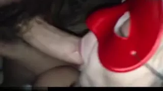 So sexy masked brunette wife milf make a hell of a blowjob when parents out