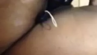 Magic wand orgasm with glass banana & anal beads in ass