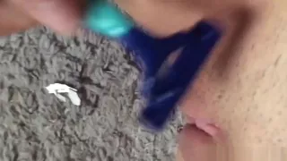 Slutty Princess Is Filming Her Pussy While Shaving