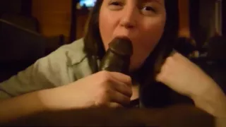 my white girlfriend  loves the taste of my big black cock