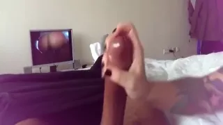 Watching porn and getting a really hot sexy handjob